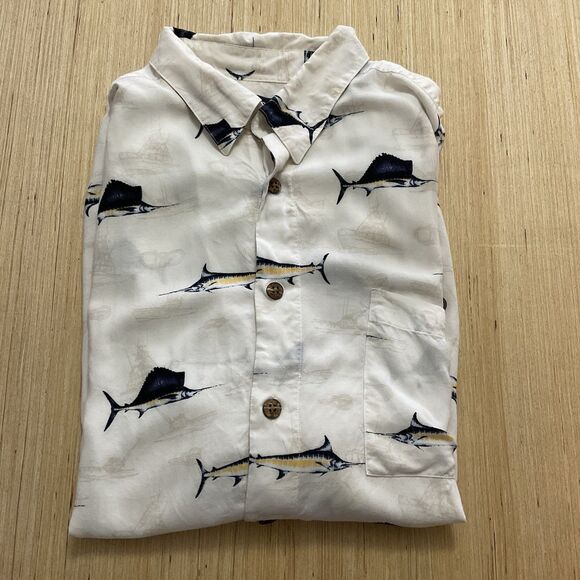 Vintage Puritan Button Down Short Sleeve Fish Camp Shirt Mens XL All Over Print - Picture 4 of 6